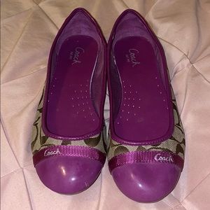Purple Coach Monogram Flats